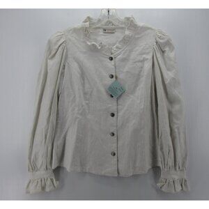 VINTAGE Steinbock Top 6 White Linen Tyrol Blouse Austria 36 NEW